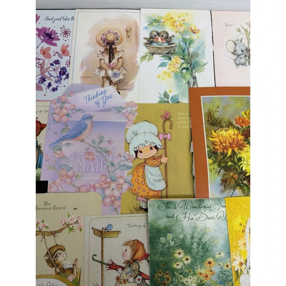 Vintage Thinking of You Cards Fronts ONLY Scrapbooking Crafts Lot of 50+